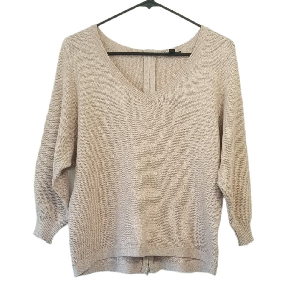 Express Rose Pink Sparkle V-neck Sweater Back Zipper XS